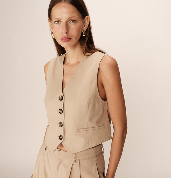 Grace and Mila Penn Waistcoat Beige