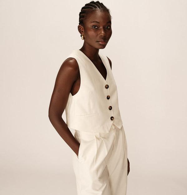 Grace and Mila Penn Waistcoat Ecru