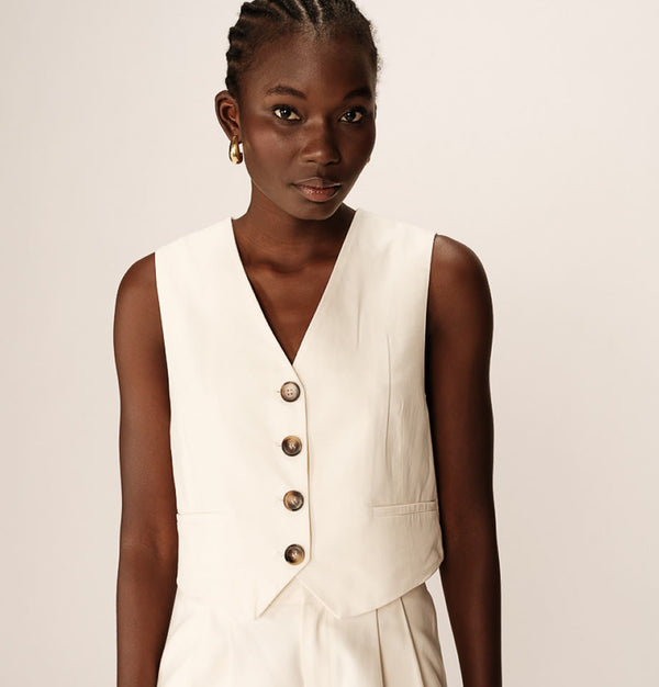 Grace and Mila Penn Waistcoat Ecru