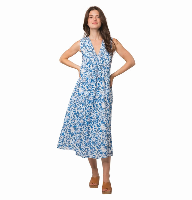 100% Organic Cotton Amy Dress In Lily Blue