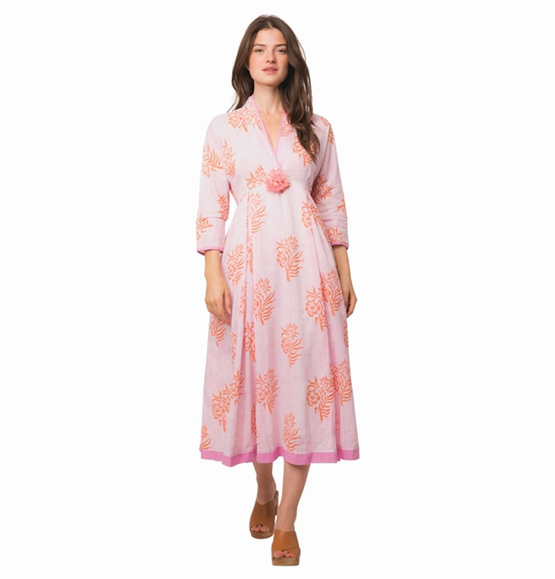 100% Organic Cotton Pom Pom Dress In Cruise Pink