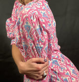 100% Organic Cotton Laurence Dress In Ikat Pink