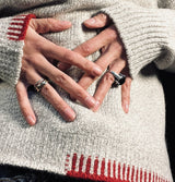 Merino and Cashmere Crew Neck Blanket Stitch Jumper in Muesli and Robin