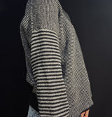 Merino and Cashmere Stripe Jumper in Black and Grey