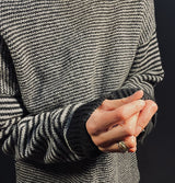 Merino and Cashmere Stripe Jumper in Black and Grey
