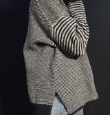 Merino and Cashmere Stripe Jumper in Black and Grey