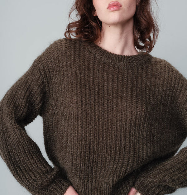 Grace and Mila Naissance Mohair and Marino Wool Mix Khaki Jumper&nbsp;