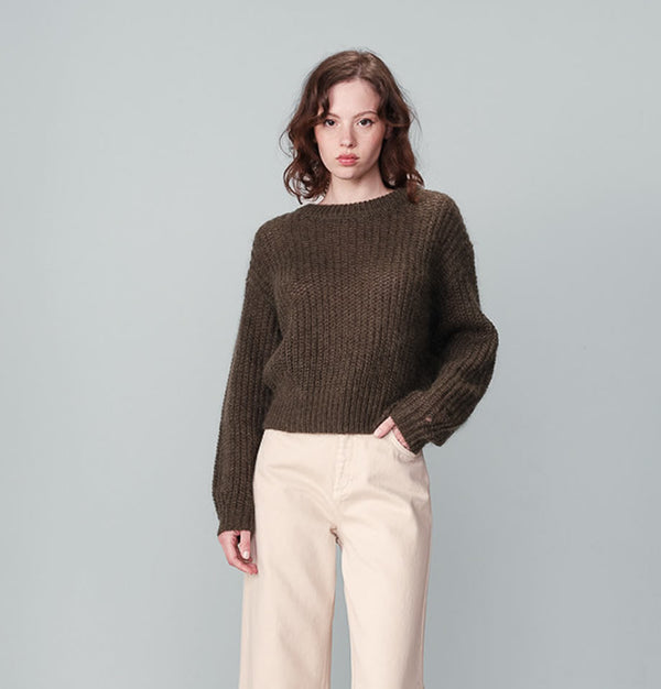 Grace and Mila Naissance Mohair and Marino Wool Mix Khaki Jumper&nbsp;