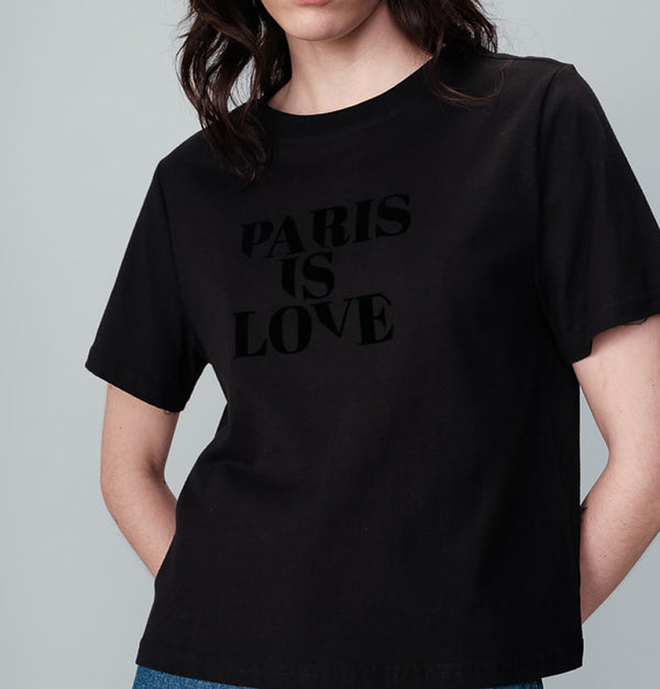 Grace and Mila Paris Is Love Cotton T-Shirt Noir