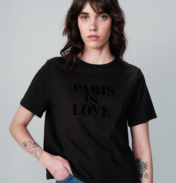 Grace and Mila Paris Is Love Cotton T-Shirt Noir