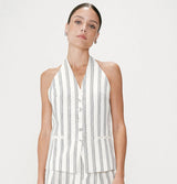 Grace and Mila Winika 100% Cotton Stripe Halterneck Waistcoat
