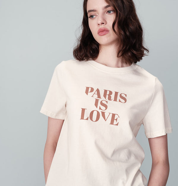 Grace and Mila Paris Is Love Cotton T-Shirt Off White