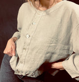 Blueberry Cropped Linen Jacket Grey