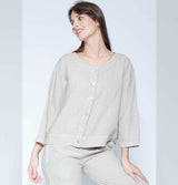 Blueberry Cropped Linen Jacket Grey