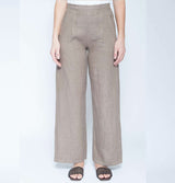 Blueberry Linen Palazzo Trousers in Fango