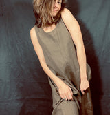 Blueberry Linen Jumpsuit Chocolate