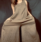 Blueberry Linen Jumpsuit Chocolate