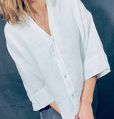 Blueberry White Linen Shirt