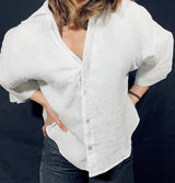 Blueberry White Linen Shirt