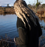 Fisherman Out Of Ireland Birdseye Stitch Black and Olive Jumper