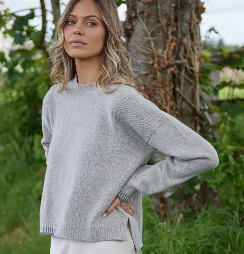 Fisherman Out Of Ireland Blanket Stitch Mushroom Jumper