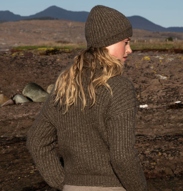 Fisherman Out Of Ireland Boxy Ribbed Polo Neck Khaki