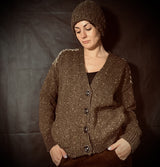 Fisherman Out Of Ireland Merino Wool Cardigan Olive Green