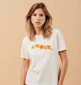 Grace and Mila Marisol 'Amour' Cotton T-Shirt Beige