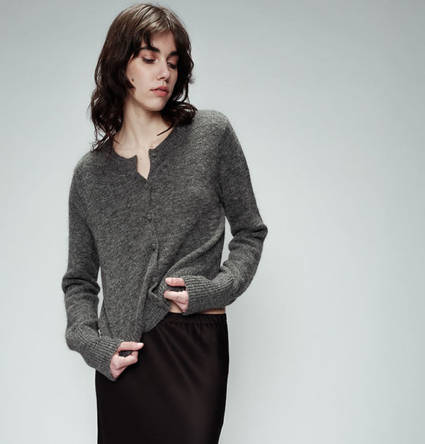 Grace and Mila Orsina Wool and Mohair Cardigan in Anthracite