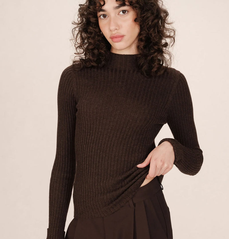 Grace and Mila Saturday Chocolate Ribbed Jumper