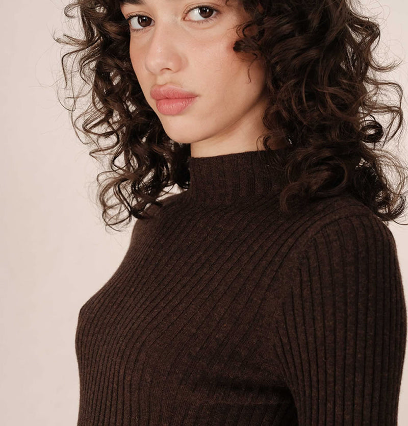 Grace and Mila Saturday Chocolate Ribbed Jumper