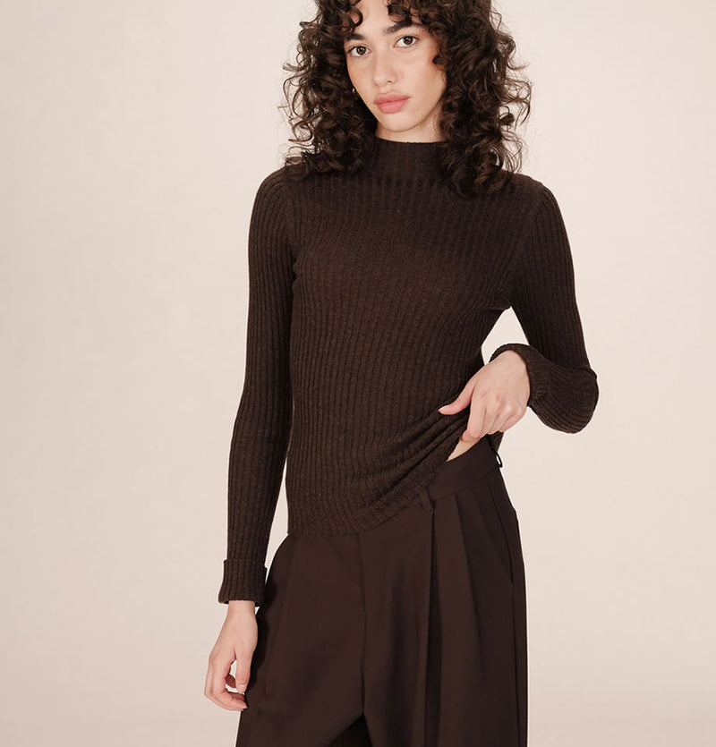 Grace and Mila Saturday Chocolate Ribbed Jumper