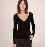 Grace and Mila Saturnin Ribbed Top Black