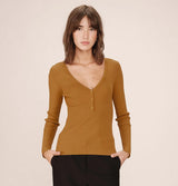 Grace and Mila Saturnin Ribbed Top Ochre