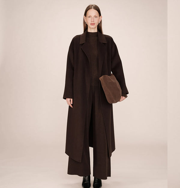 Grace and Mila Stone Maxi Coat Chocolate