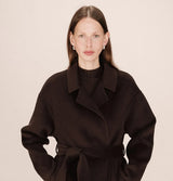 Grace and Mila Stone Maxi Coat Chocolate