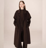 Grace and Mila Stone Maxi Coat Chocolate