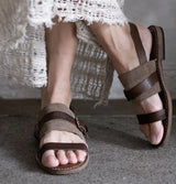 Handmade Italian Leather Sandals - Mushroom