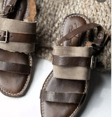 Handmade Italian Leather Sandals - Mushroom