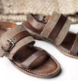 Handmade Italian Leather Sandals - Mushroom