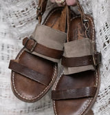 Handmade Italian Leather Sandals - Mushroom