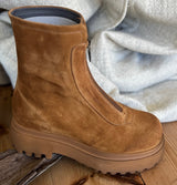 Lofina Leather Zip Front Boots London Tobacco