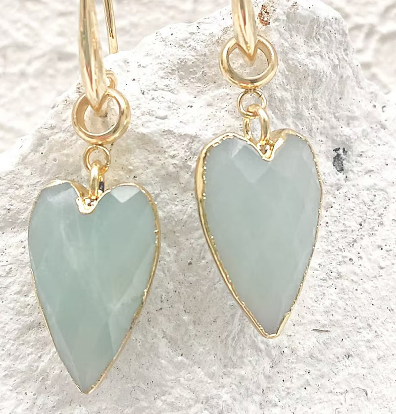 Roc Jewellery Amazonite Large Heart Earrings