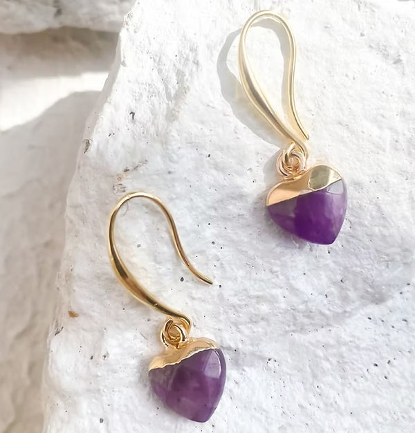 Roc Jewellery Amethyst Heart Earrings