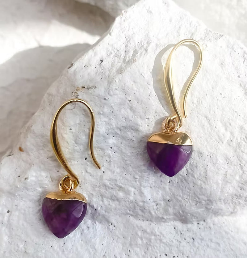 Roc Jewellery Amethyst Heart Earrings