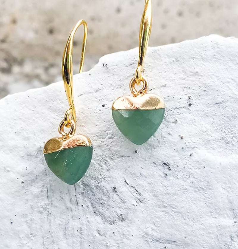 Roc Jewellery Aventurine Heart Earrings