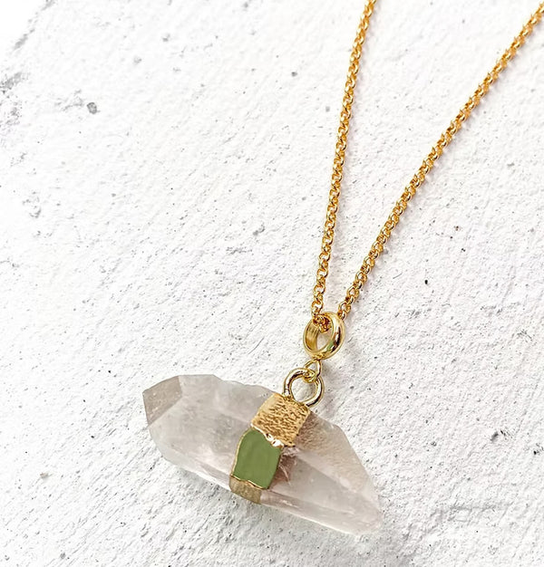 Roc Jewellery Clear Quartz Bullet Necklace