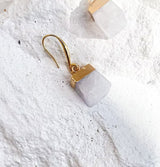Roc Jewellery Clear Quartz Cube Earrings