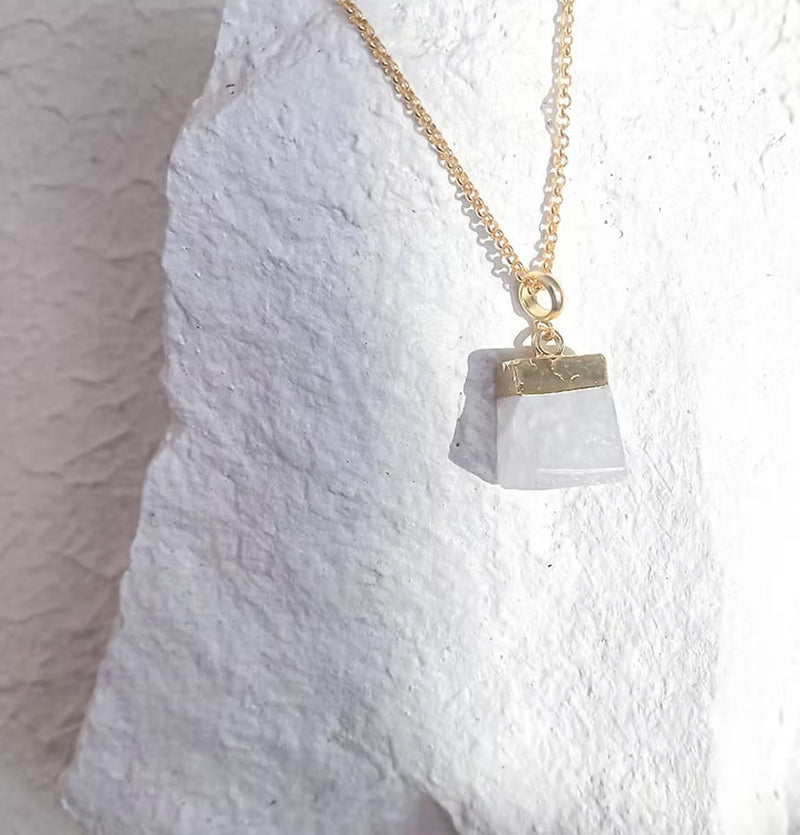 Roc Jewellery Clear Quartz Cube Necklace