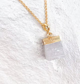 Roc Jewellery Clear Quartz Cube Necklace